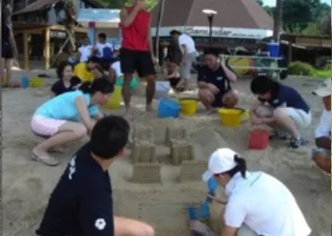沙滩城堡团队建设